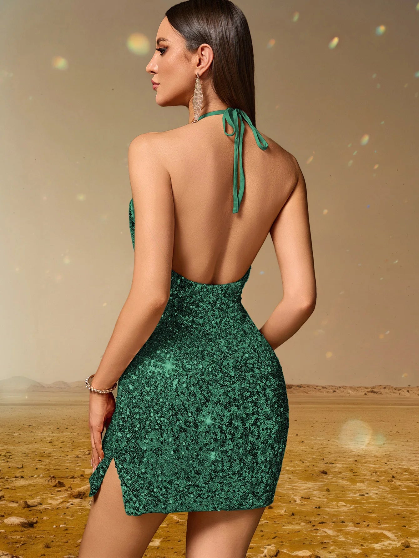 Backless Sequin Summer Dress