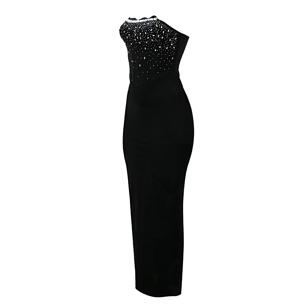Rhinestone Split Evening Dress