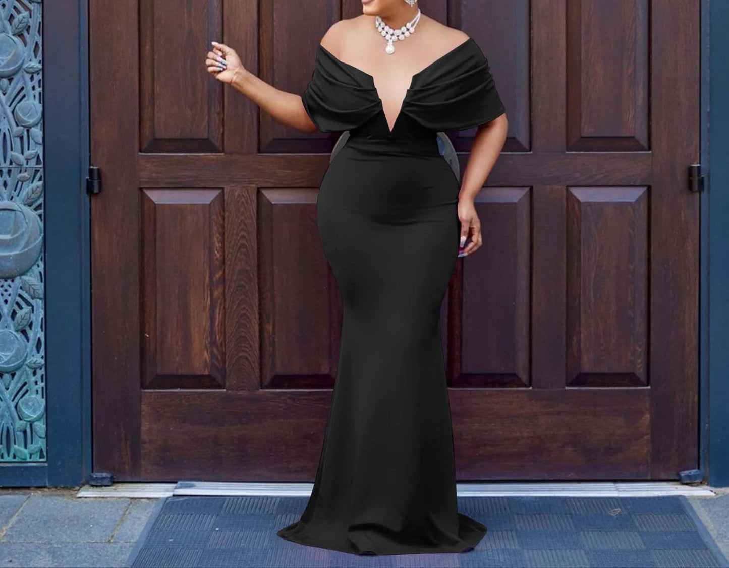 Off Shoulder Bodycon Maxi Dress