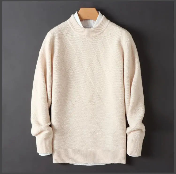 Cashmere Jacquard Crewneck Sweater