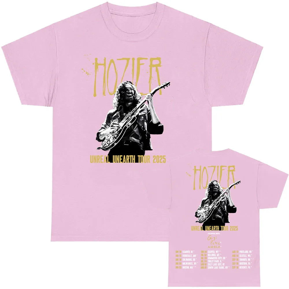 Hozier Unreal Unearth Tour 2025 T-shirt with Special Guest Gigi Perez Graphic Tshirts Summer Cotton Men Women T Shirt Print Tees