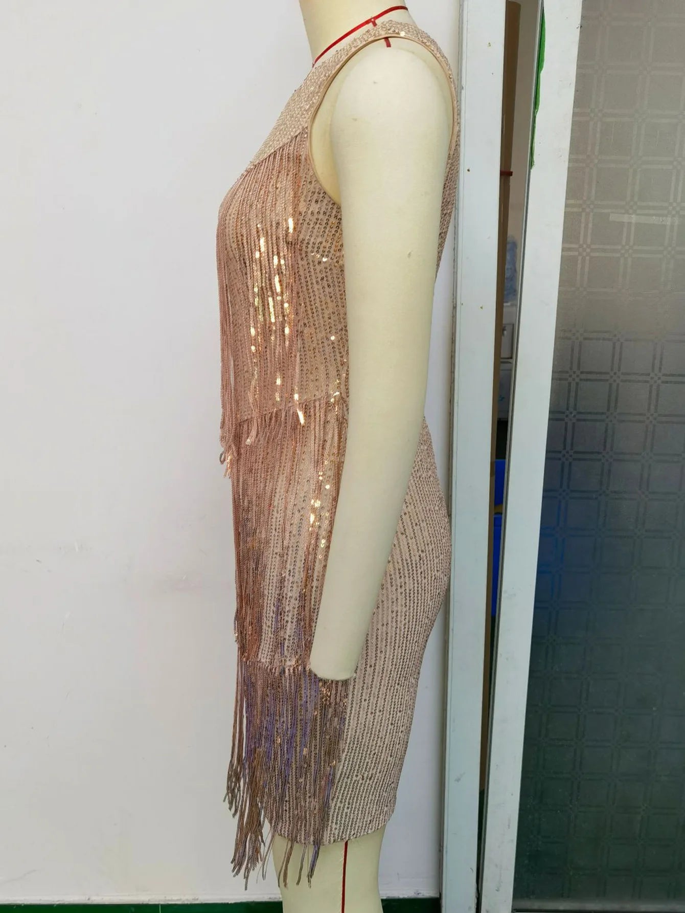 Fringed Sequin Bodycon Dress