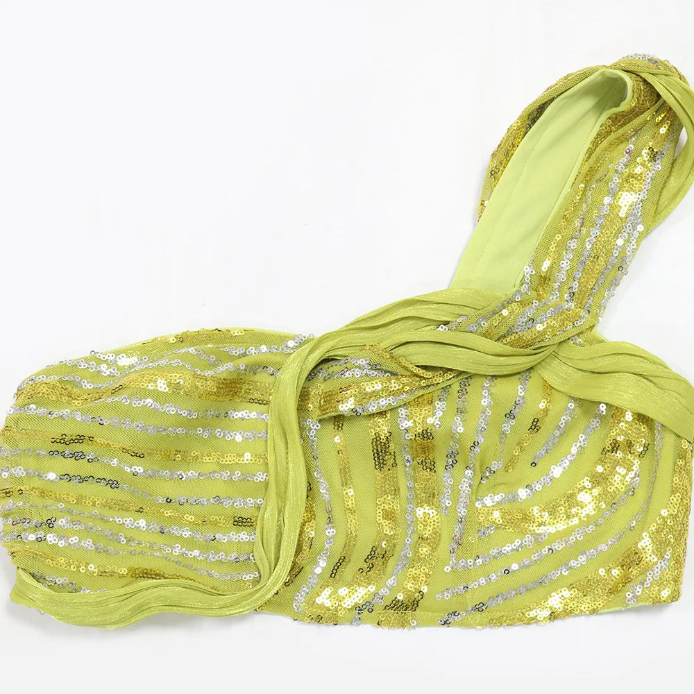 One Shoulder Sequin Summer Dress