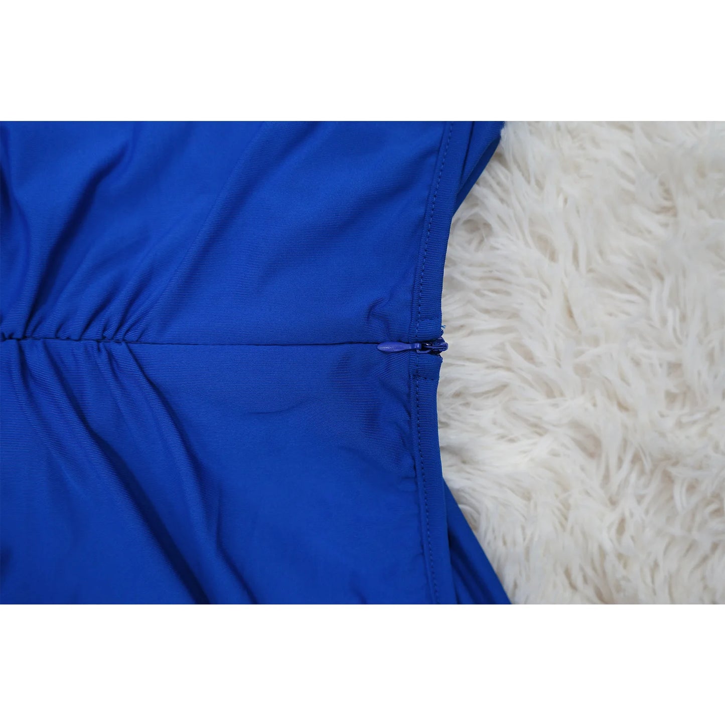 V-Neck Pleated Off Shoulder Dress