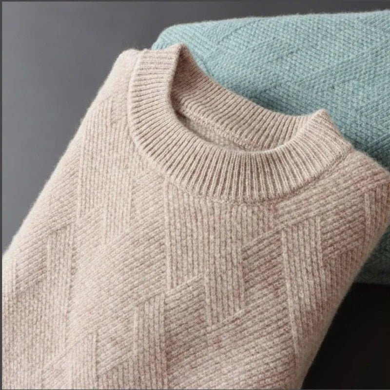 Cashmere Jacquard Crewneck Sweater