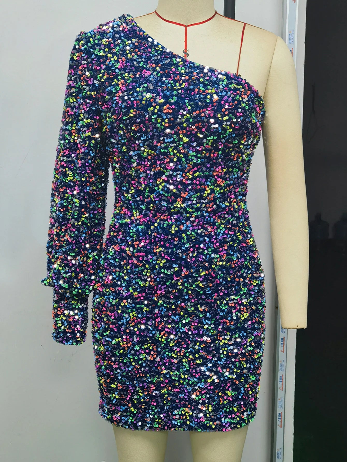 Sequin Long Sleeve Evening Dress