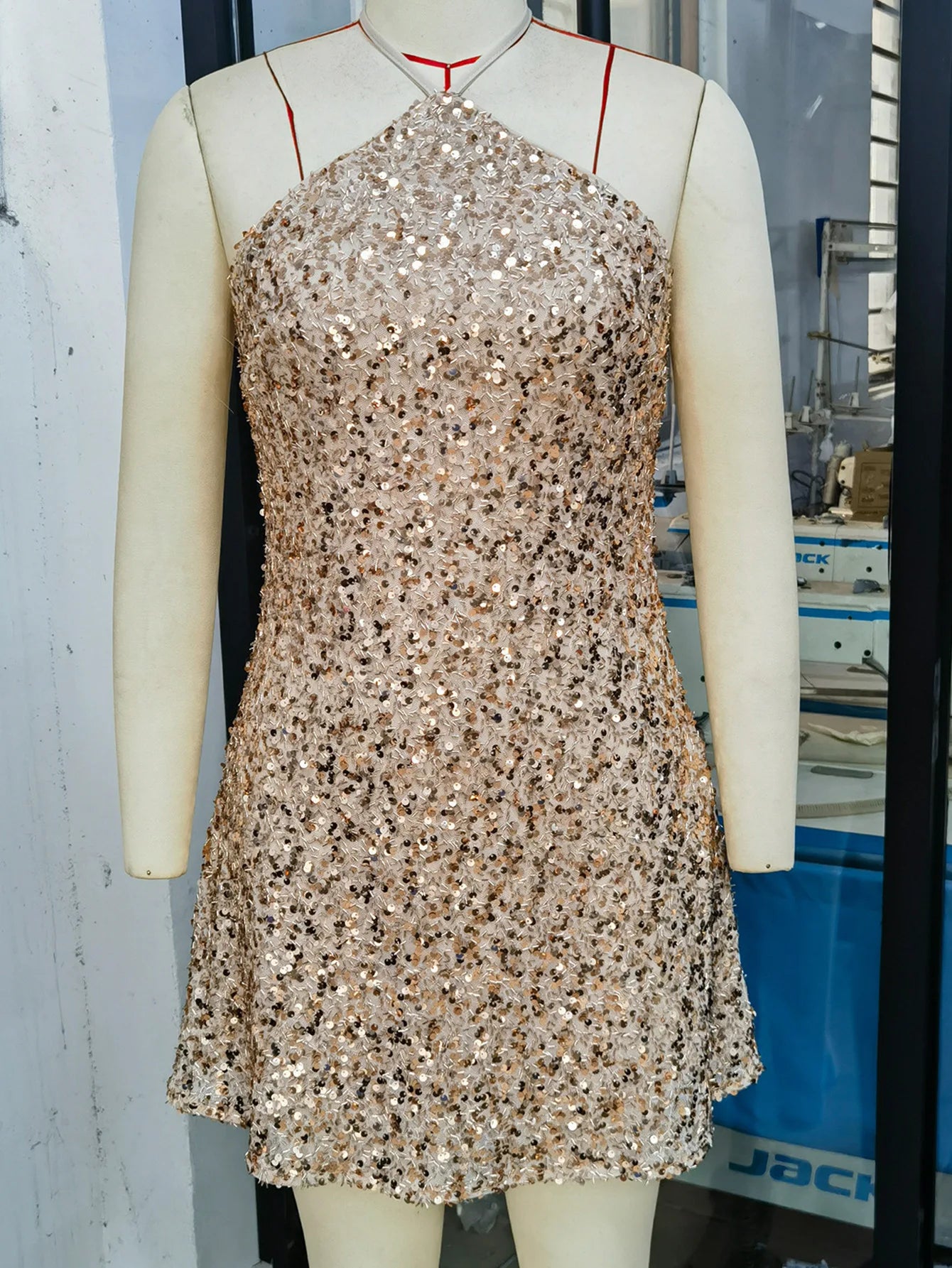 Backless Sequin Nightclub Dress