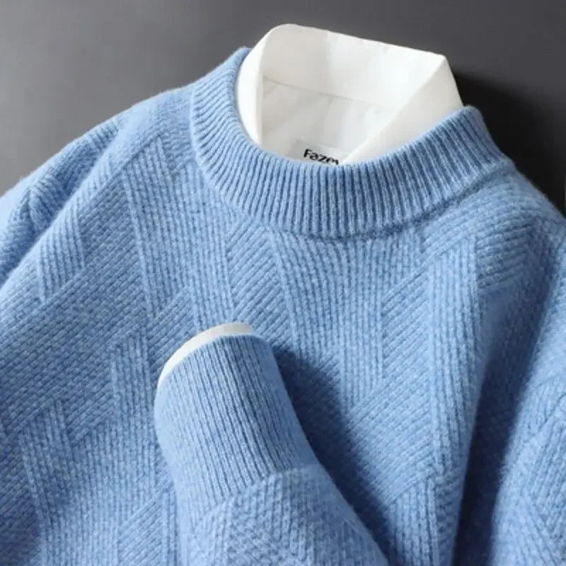 Cashmere Jacquard Crewneck Sweater