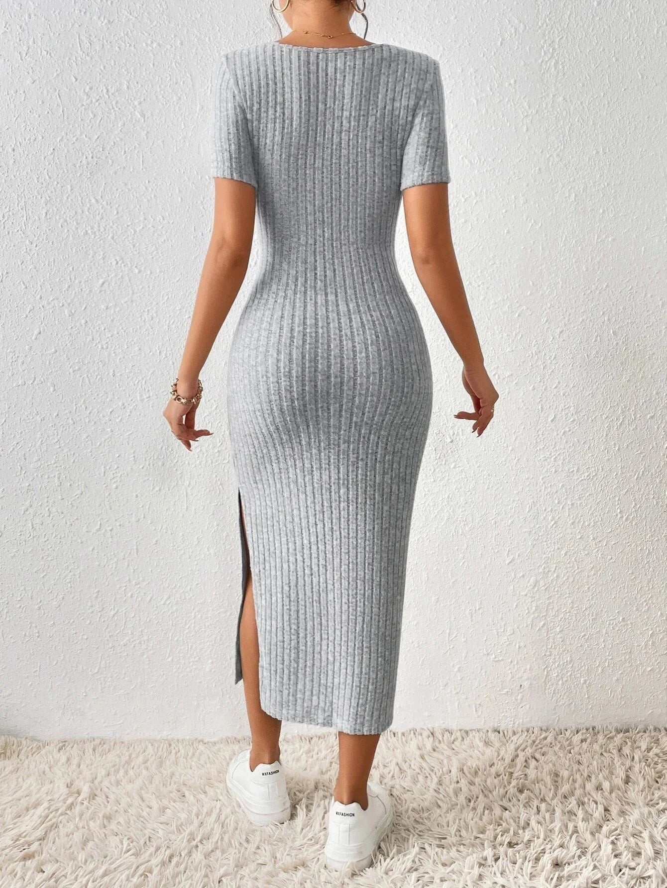 Square Collar Knit Dress