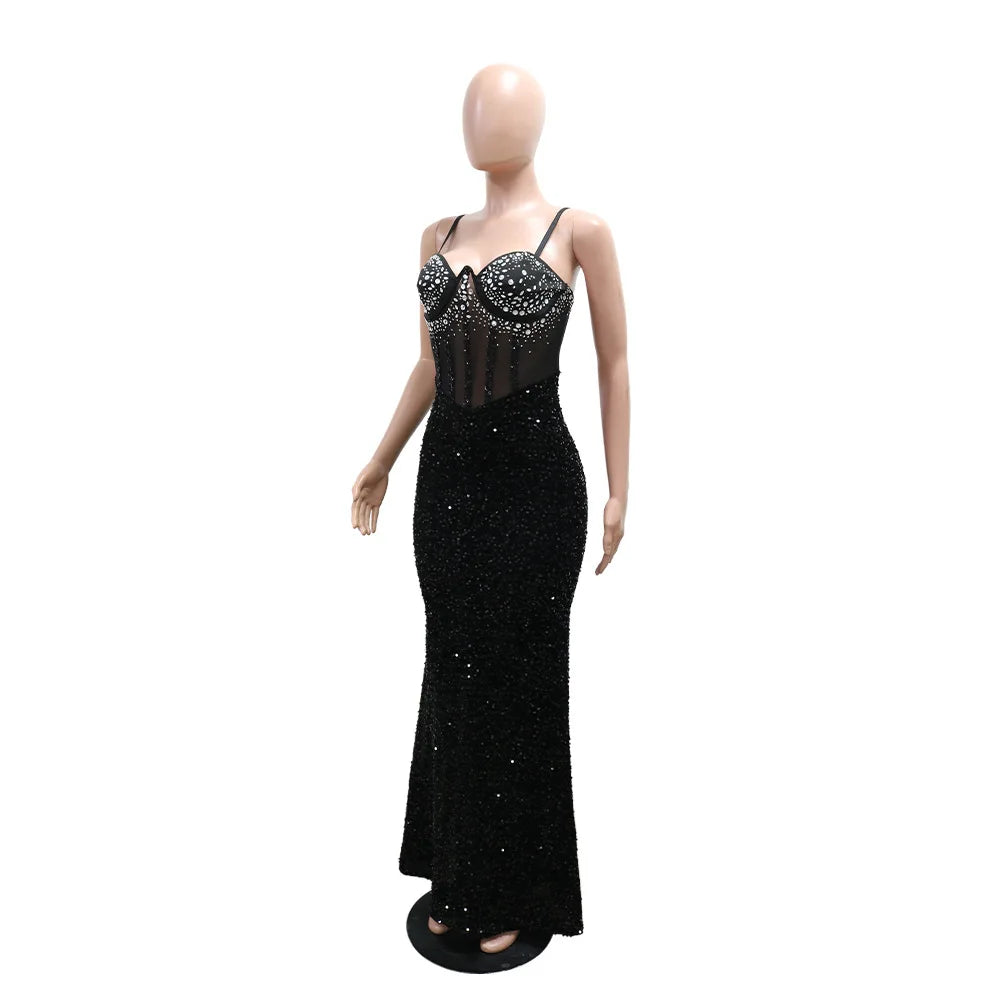 Strapless Sequin Maxi Dress