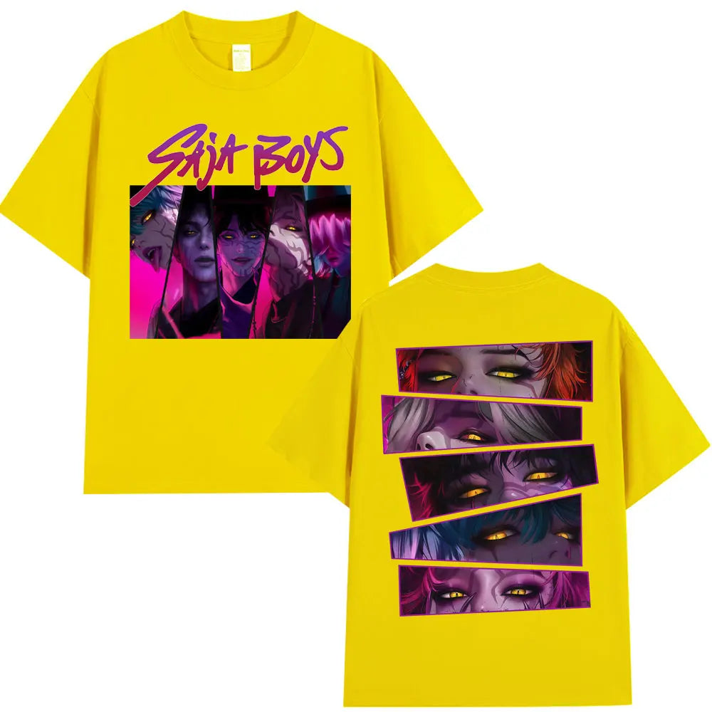 Kpop Movie Anime Demon Hunters Saja Boy Graphic T Shirt Fashion Vintage Manga Men Women T-shirts Oversized Casual Cotton T-shirt