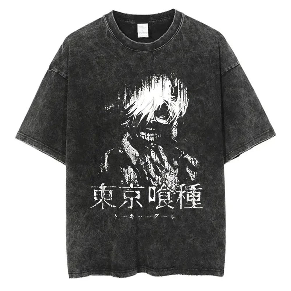 Mens Clothes Tee Shirt Homme Graphic T-Shirts Men Tshirt for Men Ropa Hombre Anime Tokyo Ghoul Washed New in Top & Tees 61345