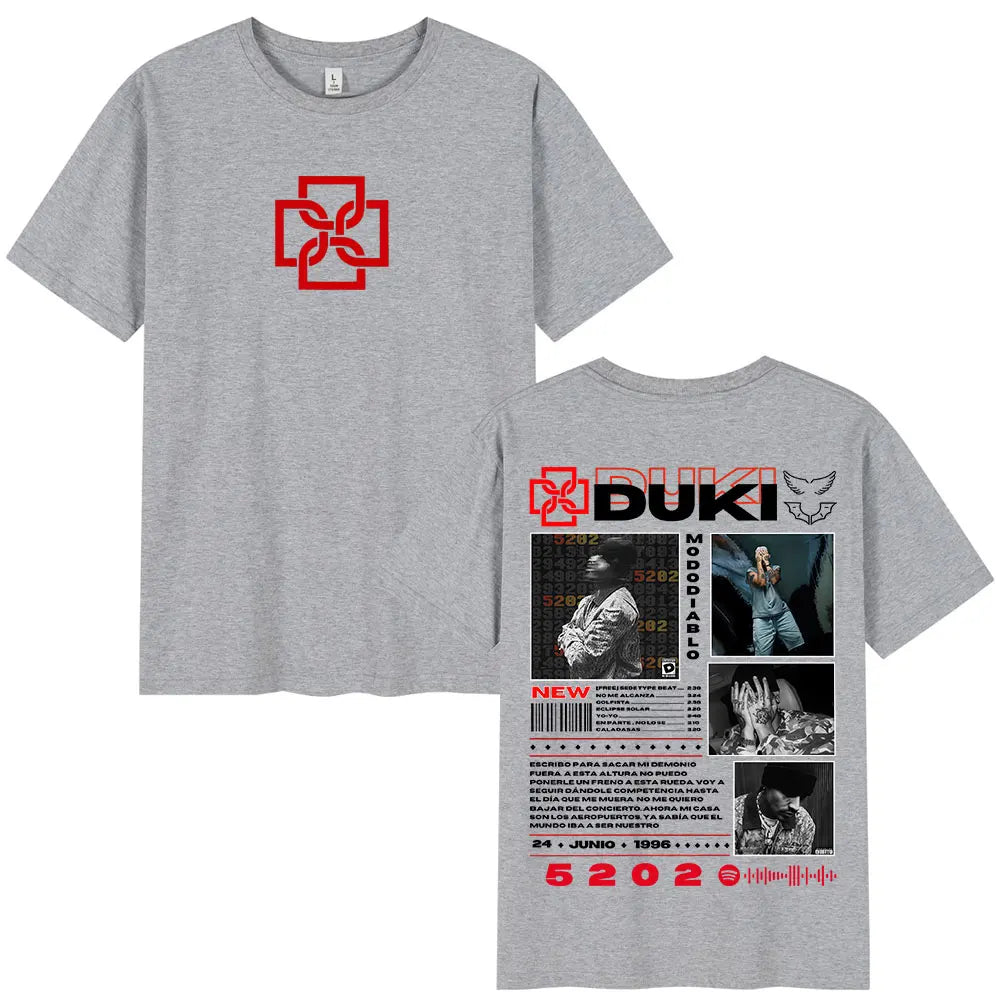 Rapper Duki 5202 MIXTAPE Album Merch T-shirt Men's Women Fashion Hip Hop T Shirt Cotton Casual Short Sleeve Oversized T-shirts