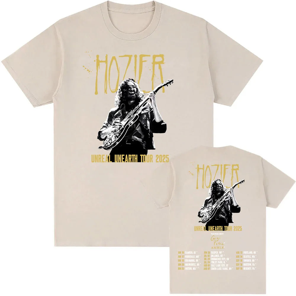 Hozier Unreal Unearth Tour 2025 T-shirt with Special Guest Gigi Perez Graphic Tshirts Summer Cotton Men Women T Shirt Print Tees