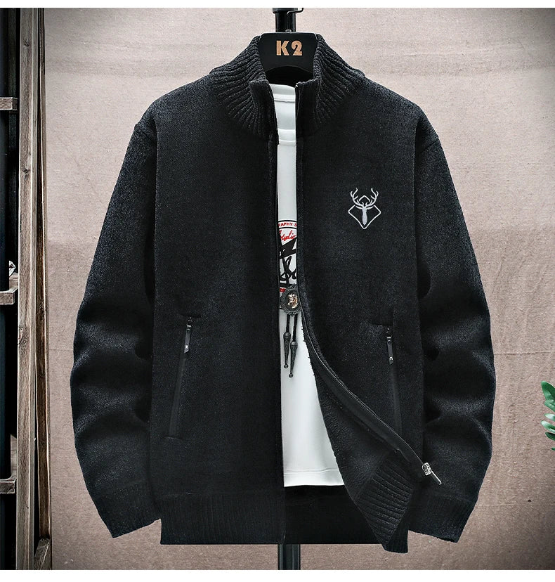 Embroidered Fleece Cardigan