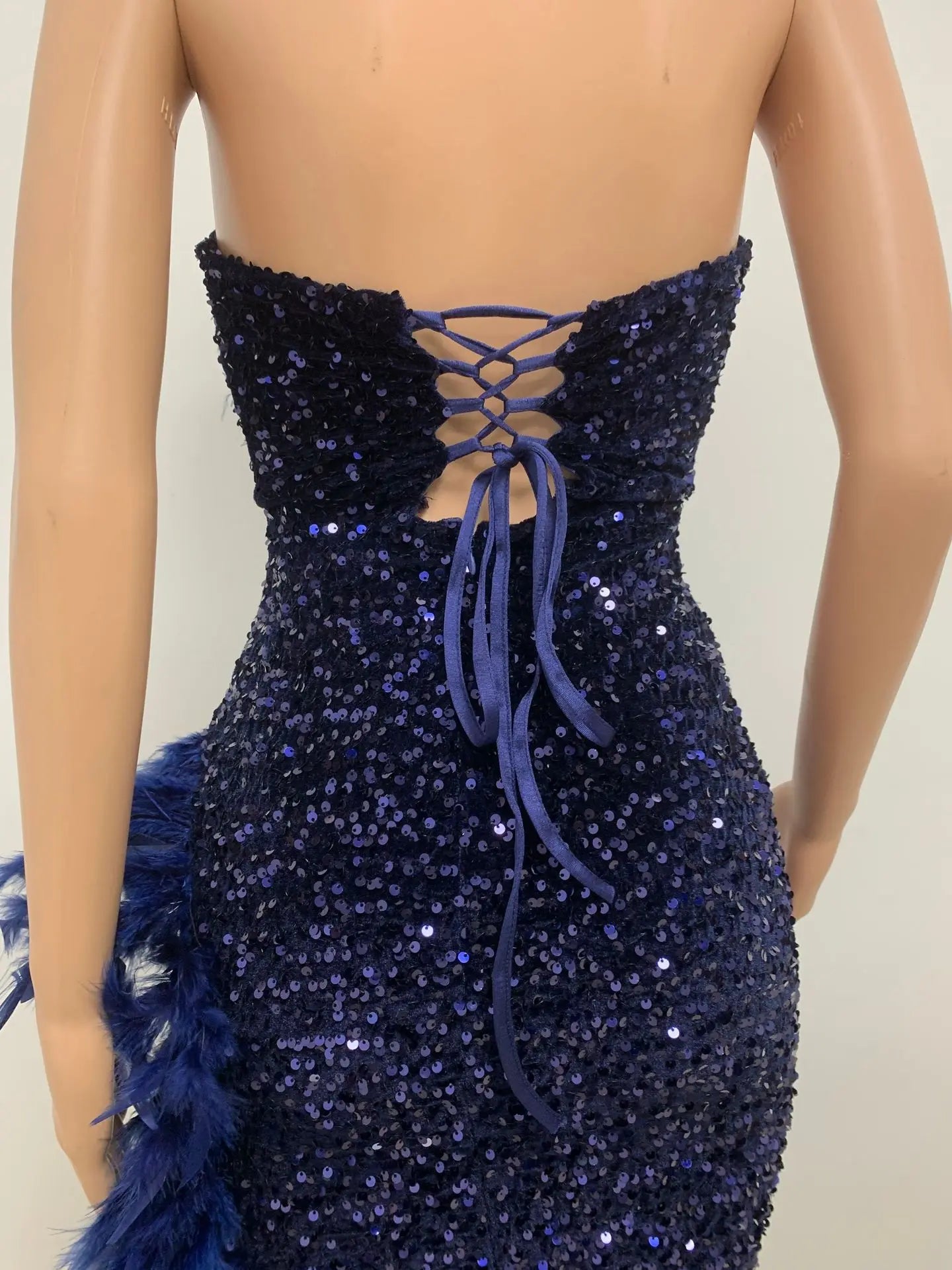 Sequin Feather Evening Gown