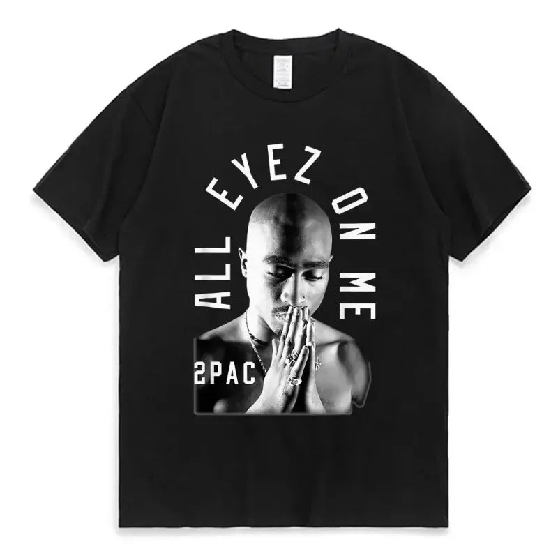 2023 Summer Fashion T-shirt Rapper Tupac Tops Hip Hop Streetwear Oversized Short Sleeves Tee Shirt Men Women  T Shirt