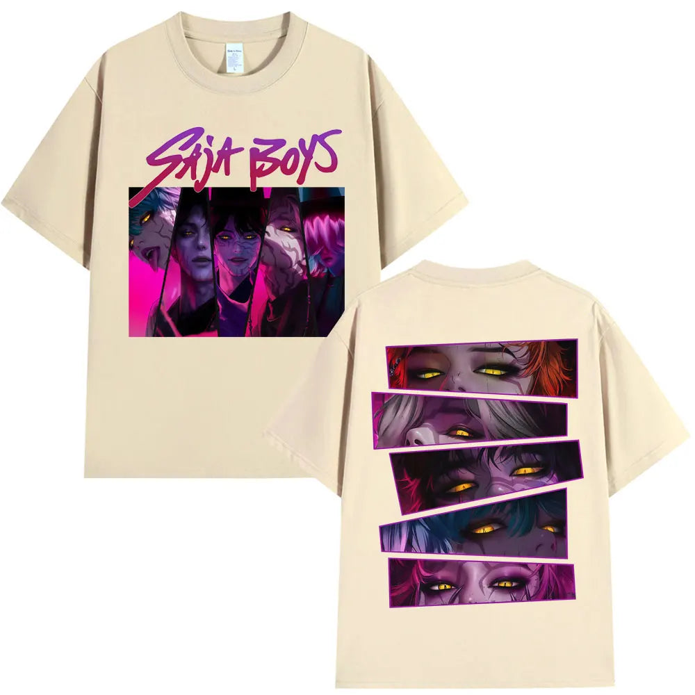 Kpop Movie Anime Demon Hunters Saja Boy Graphic T Shirt Fashion Vintage Manga Men Women T-shirts Oversized Casual Cotton T-shirt