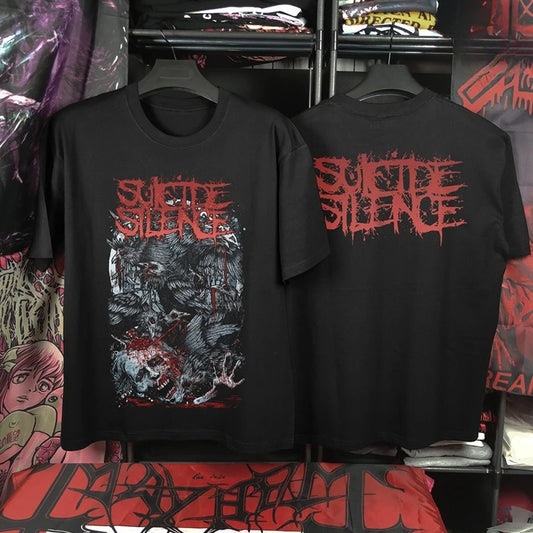 2025 Suicide Silence Metal Band 100% Cotton T-Shirt Mens Summer Fashion Street Trend Short Sleeve Comfortable Loose Men Clothing