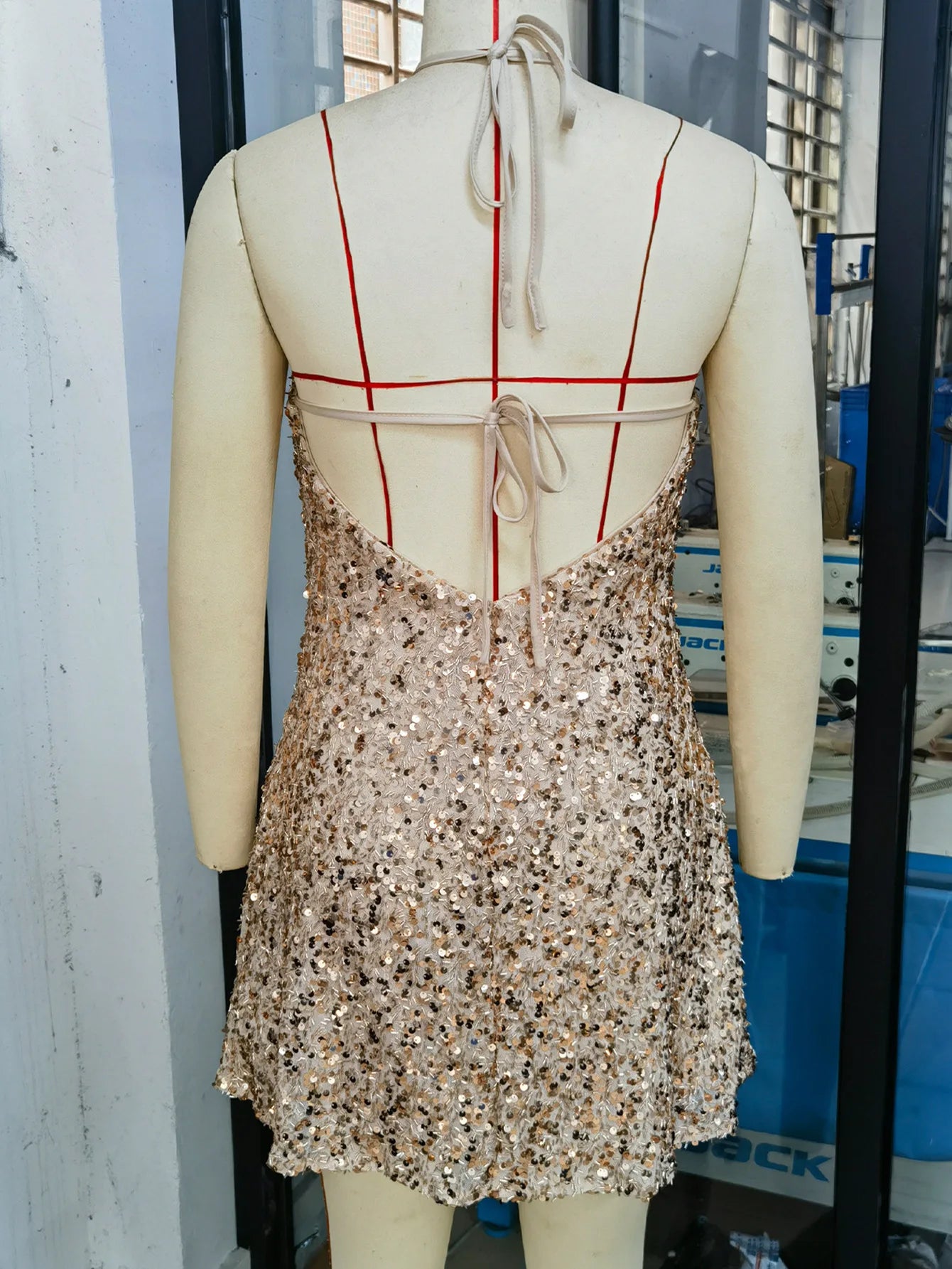 Backless Sequin Nightclub Dress