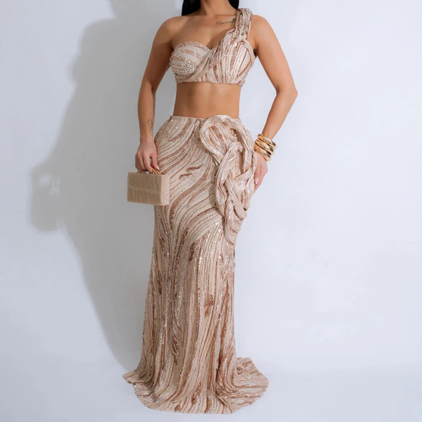 One Shoulder Sequin Summer Dress