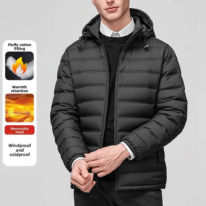 Puffer Jacket Men Hooded Warm Winter Jacket Thick Business Parkas Autumn Outerwear Coat Fashion Casual Lightweight Quilted Coats