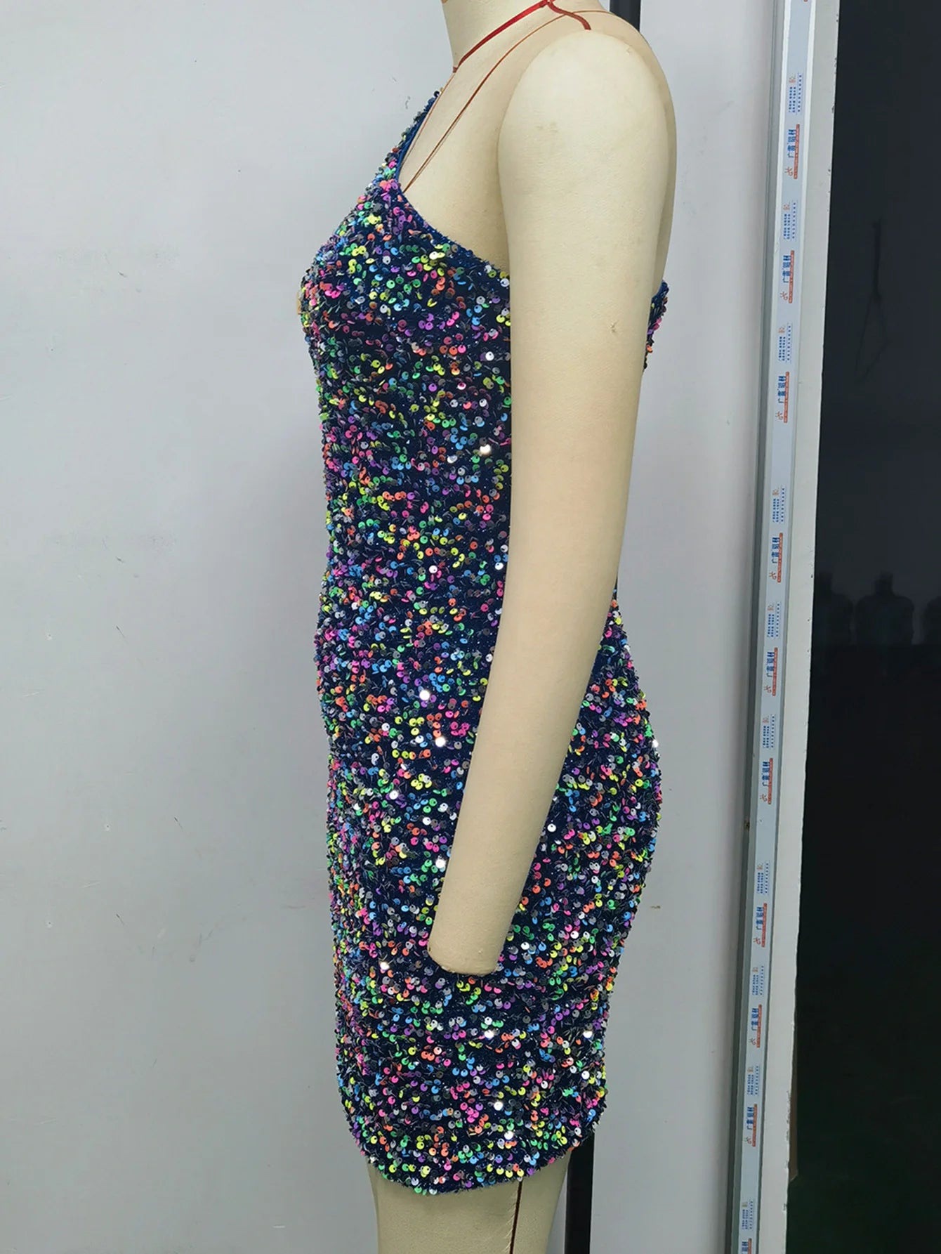 Sequin Long Sleeve Evening Dress