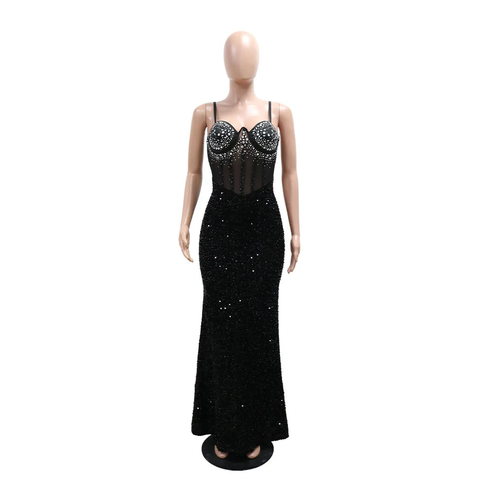 Strapless Sequin Maxi Dress