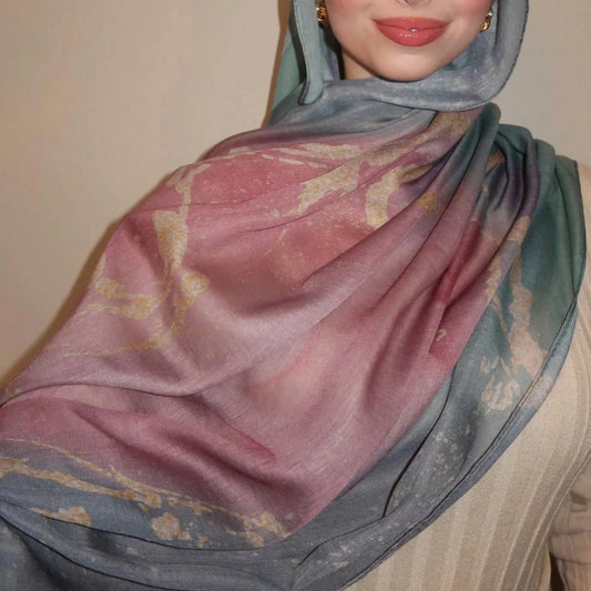 1pc Fashion Print Bohemia Soft Scarf For Women Headband Spring Summer Breathable Women Hijab Scarf Clothing Accessories