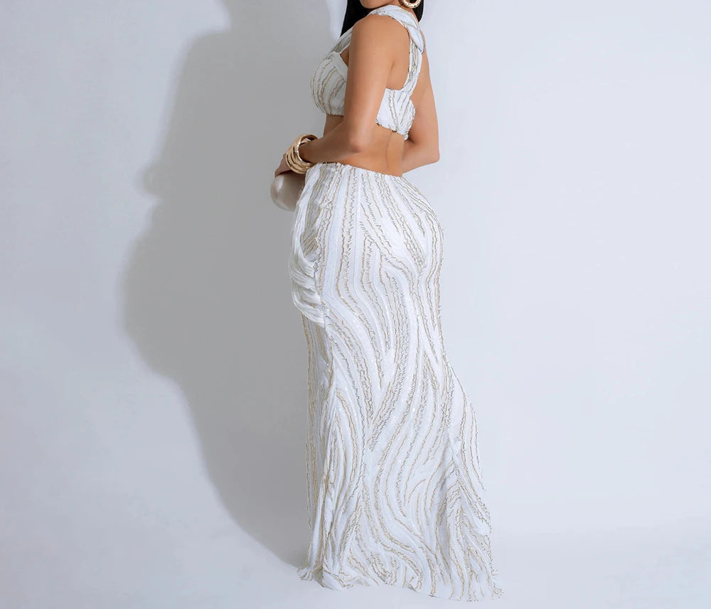 One Shoulder Sequin Summer Dress