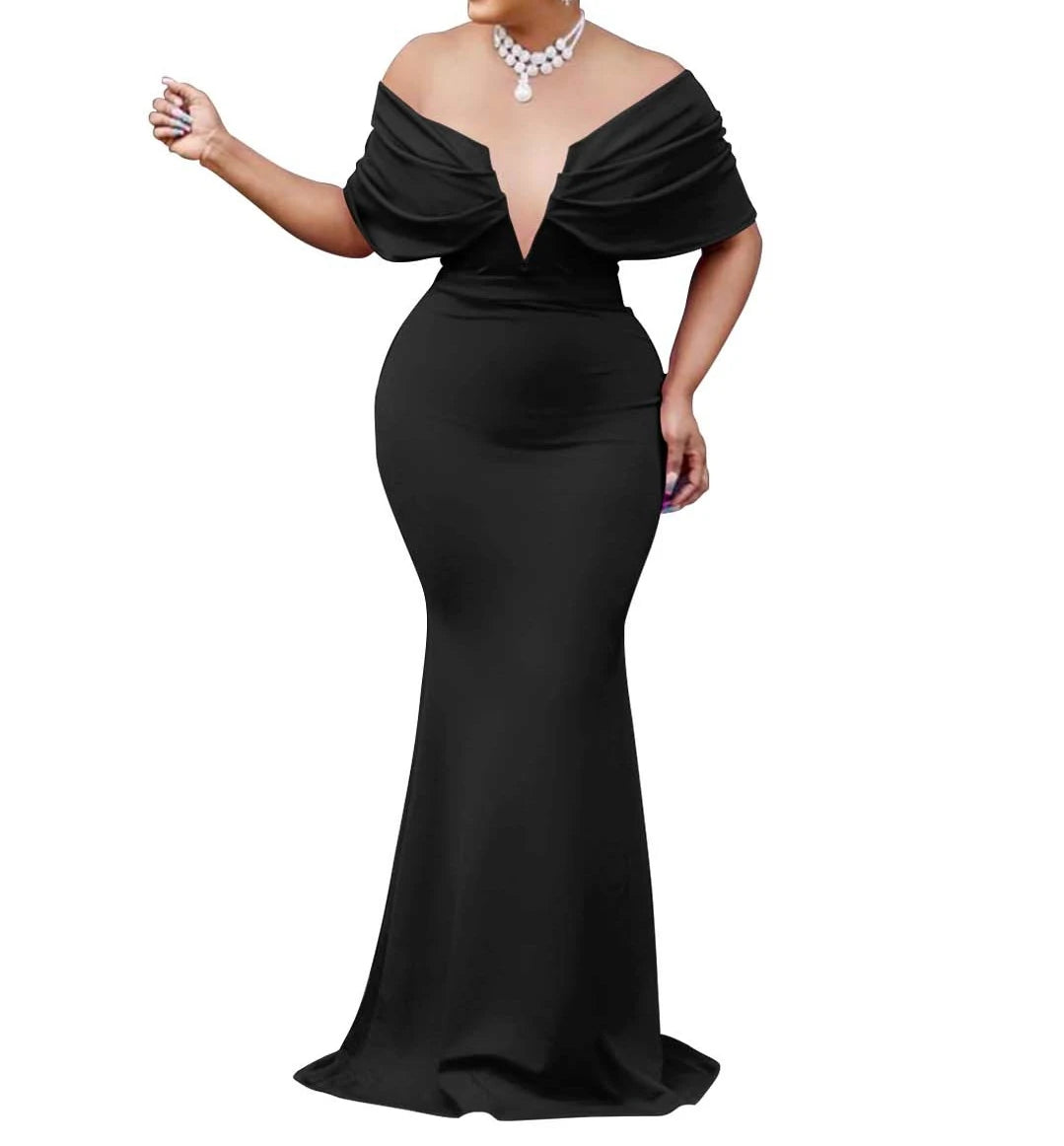 Off Shoulder Bodycon Maxi Dress