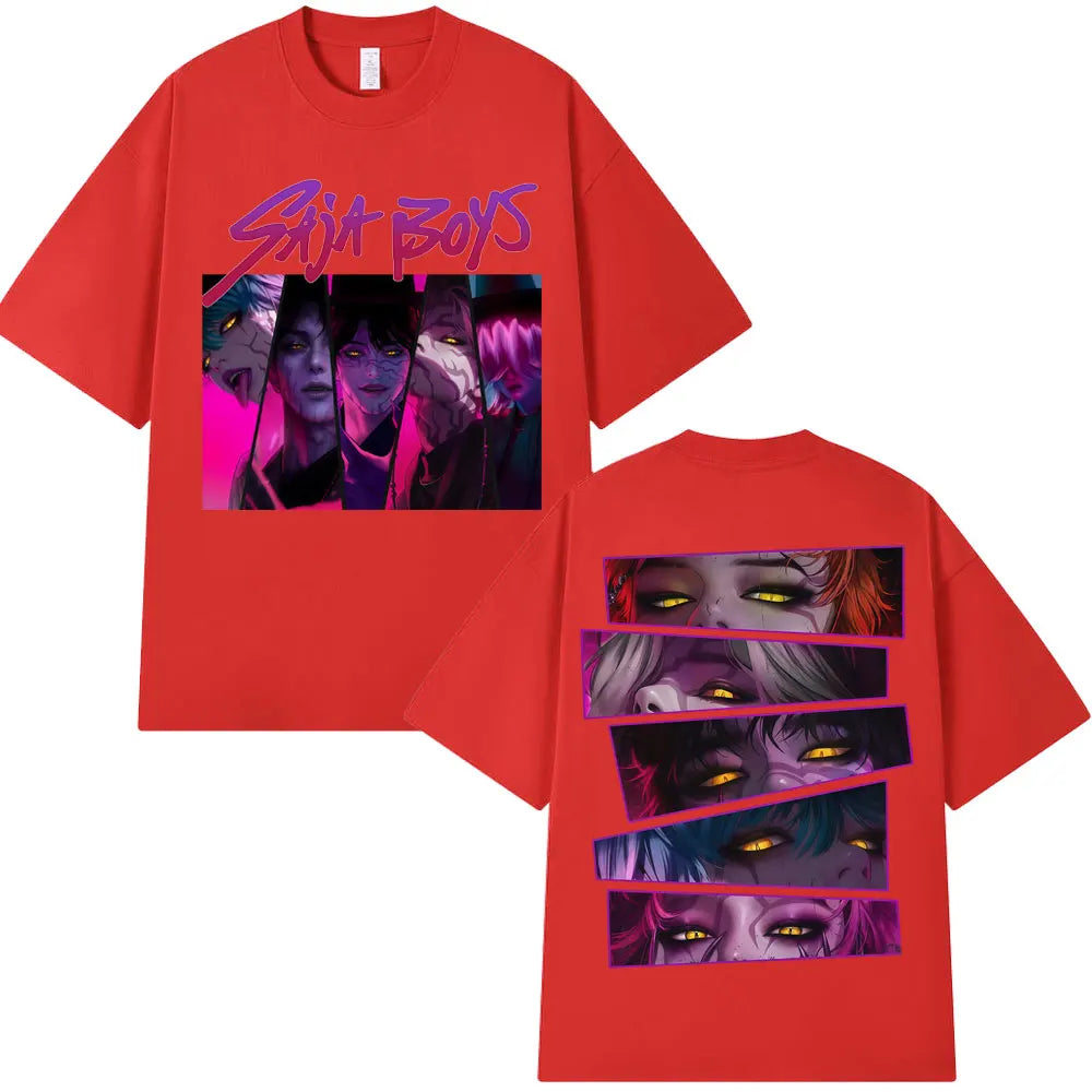 Kpop Movie Anime Demon Hunters Saja Boy Graphic T Shirt Fashion Vintage Manga Men Women T-shirts Oversized Casual Cotton T-shirt