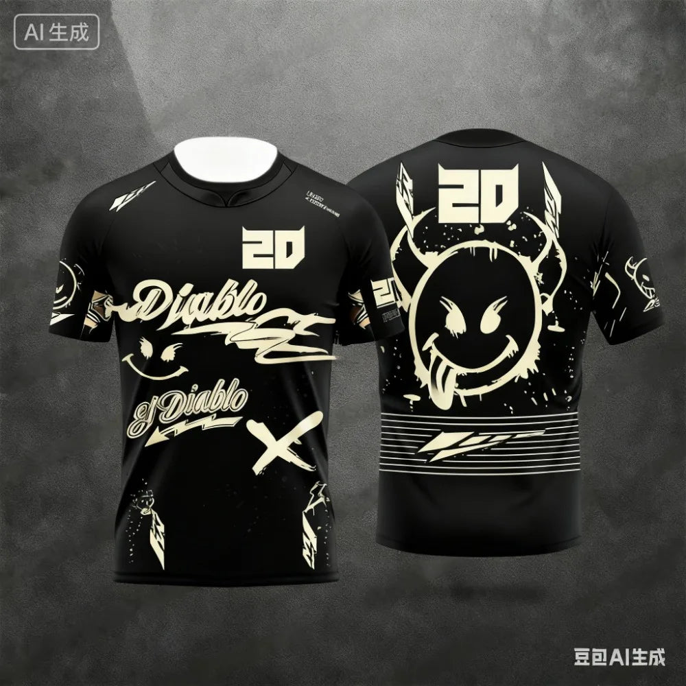 Outdoor Sports 2025 New Summer Men's and Women's Personalized Fashion Breathable Sweat Absorbing Motorcycle Training T-shirt