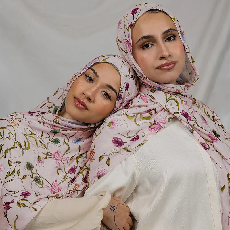 1Pcs Ramadan Hijab for Women Leopard Print  Bohemian Watercolor Soft Muslim Hijabs Floral Breathable Shawl Wrap Scarf Headscarf