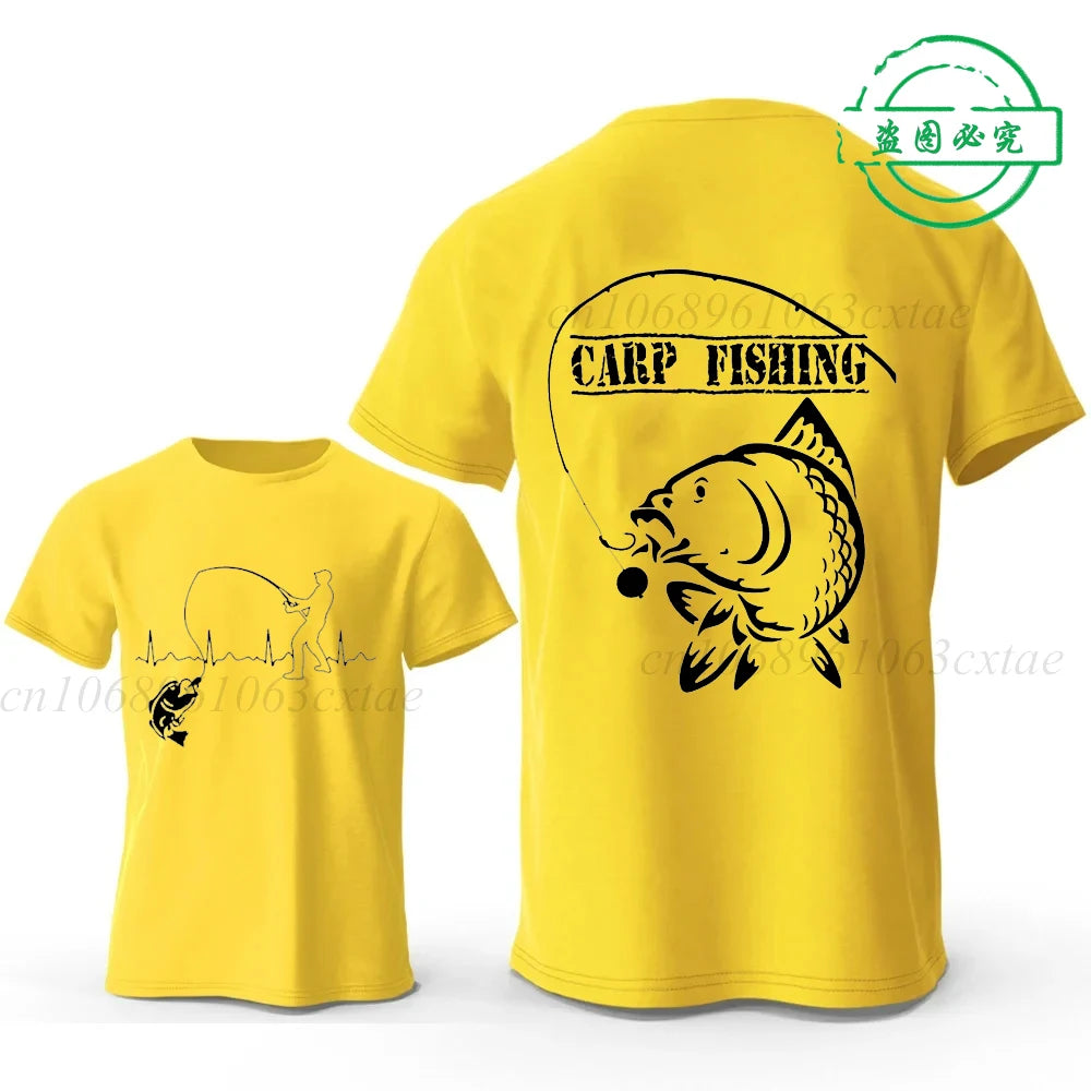 Eat Sleep Fishing Heartbeat Men T-Shirts Tops Men Fisherman Fish T-shirt Short Sleeve Tees Fashion Brand New Oversized Shirt