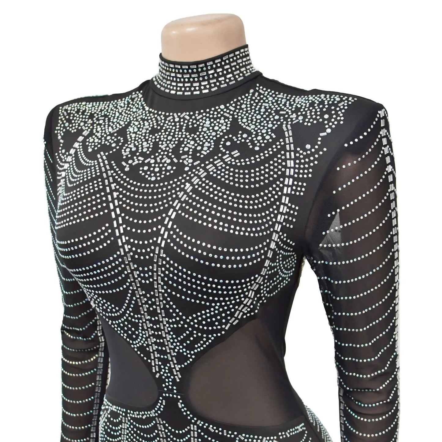 Rhinestone High Neck Evening Dress