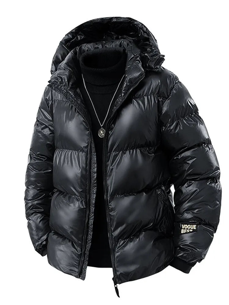 Autumn and Winter Fashion Solid Color Thickening Warm Hooded Cotton-Padded Jacket Men's Casual Loose Sports High Quality Coat